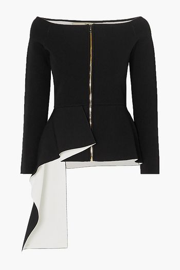ROLAND MOURET Affric off-the-shoulder draped stretch-knit jacket