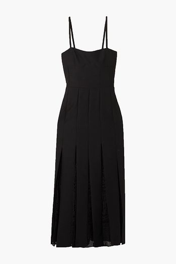 GABRIELA HEARST Godard macramé-trimmed wool and silk-blend midi dress