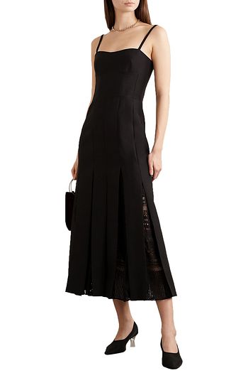 GABRIELA HEARST Godard macramé-trimmed wool and silk-blend midi dress