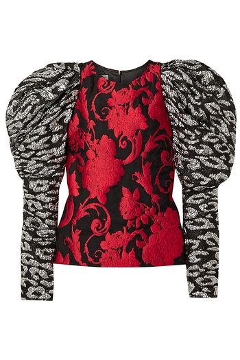 DRIES VAN NOTEN Brocade and tulle blouse