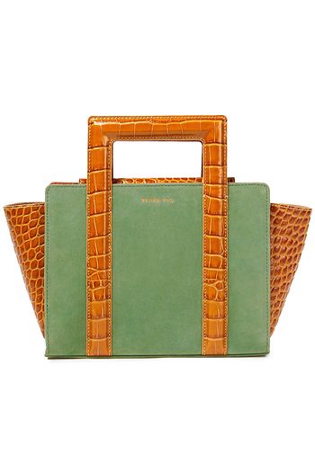 REJINA PYO Madison zweifarbige Tote Bag aus Veloursleder und Leder mit Krokodileffekt