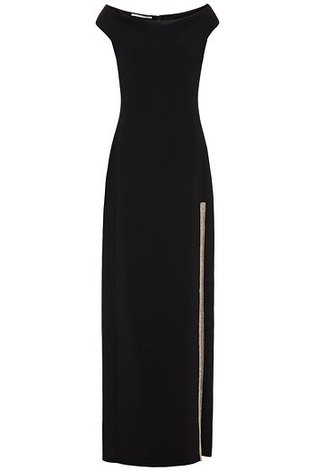 STELLA MCCARTNEY Off-the-shoulder embellished stretch-crepe maxi dress