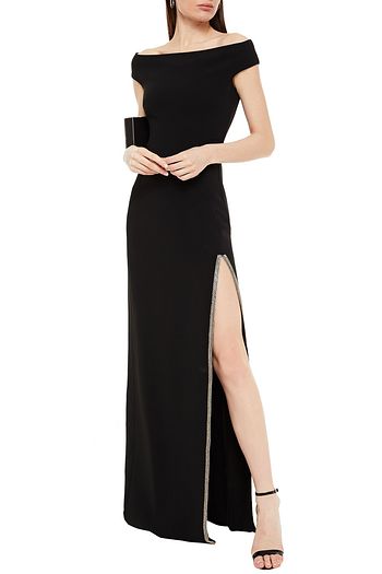 STELLA MCCARTNEY Off-the-shoulder embellished stretch-crepe maxi dress