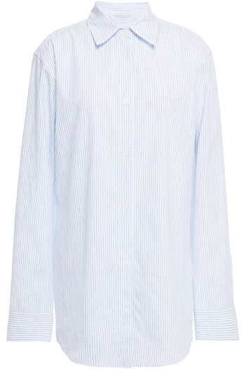 GABRIELA HEARST Striped cotton and linen-blend poplin shirt