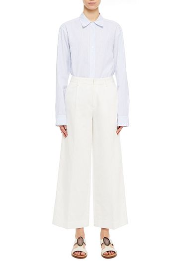 GABRIELA HEARST Striped cotton and linen-blend poplin shirt