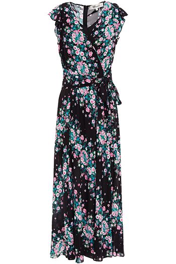 DIANE VON FURSTENBERG Midikleid aus Crêpe de Chine mit floralem Print und Rüschen