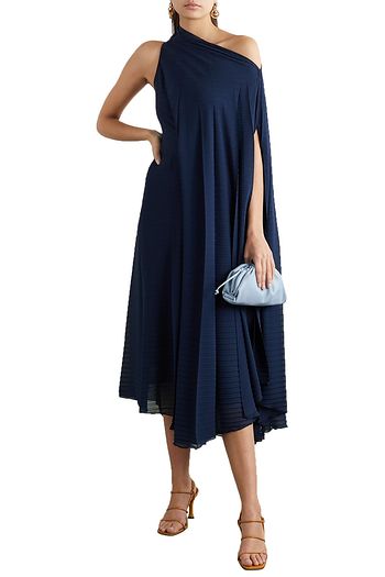 ROLAND MOURET Ordesa one-shoulder pleated crepe dress