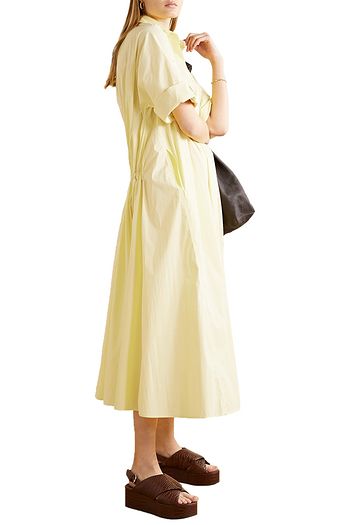CO Gathered cotton-blend poplin shirt dress