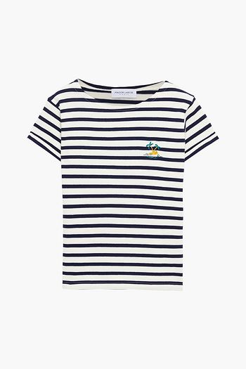 MAISON LABICHE Embroidered striped cotton top
