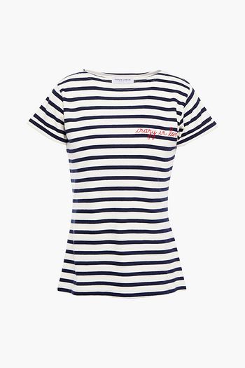 MAISON LABICHE Crazy In Love embroidered striped cotton-jersey T-shirt