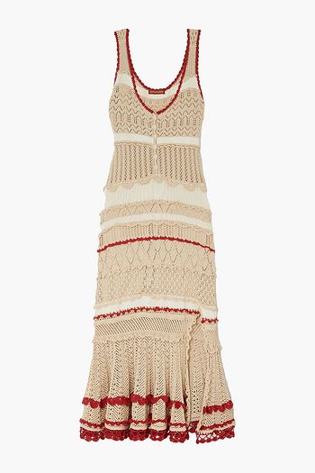 ALTUZARRA Herrick striped pointelle-knit stretch-cotton midi dress