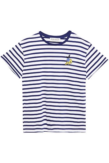 ÊTRE CÉCILE Banana appliquéd striped cotton-jersey T-shirt