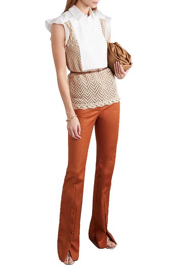 ALTUZARRA Batten paneled crocheted cotton and poplin blouse