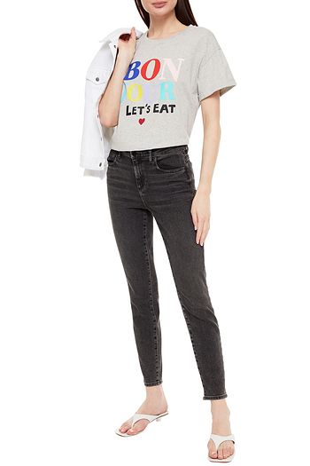 ÊTRE CÉCILE Printed mélange cotton-jersey T-shirt