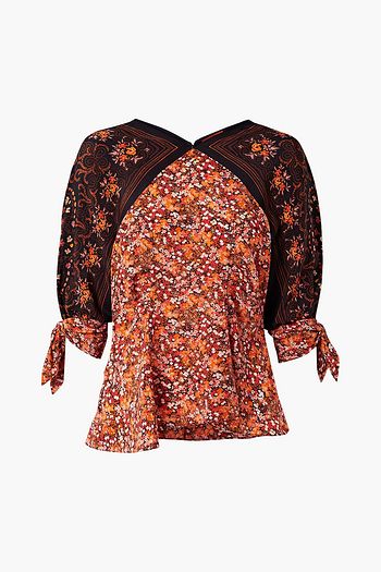 ALTUZARRA Charity tie-detailed floral-print silk crepe de chine blouse