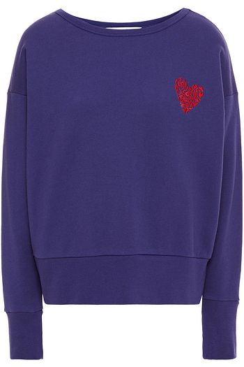 ÊTRE CÉCILE Camou Heart embroidered cotton-fleece sweatshirt