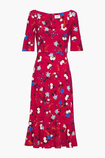 ERDEM Fluted floral-print ponte midi dress