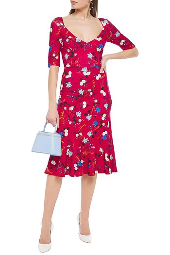 ERDEM Fluted floral-print ponte midi dress