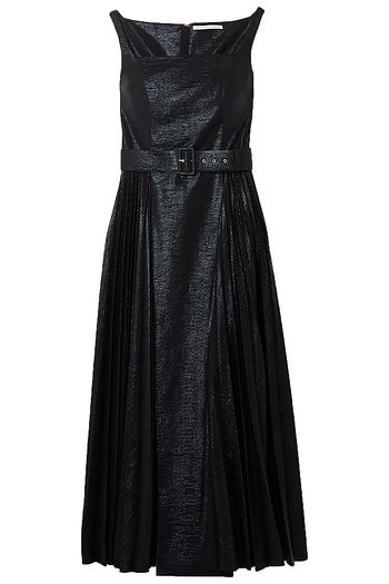 EMILIA WICKSTEAD Ingrid pleated metallic coated-jersey midi dress