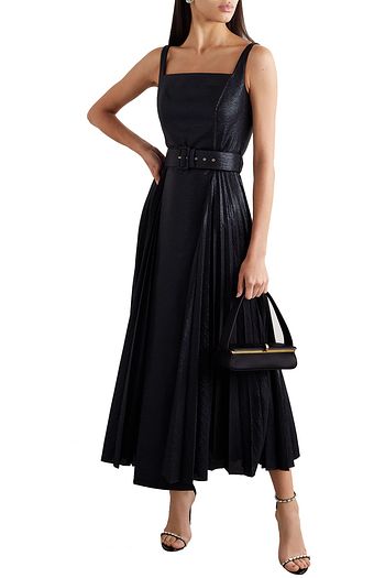 EMILIA WICKSTEAD Ingrid pleated metallic coated-jersey midi dress