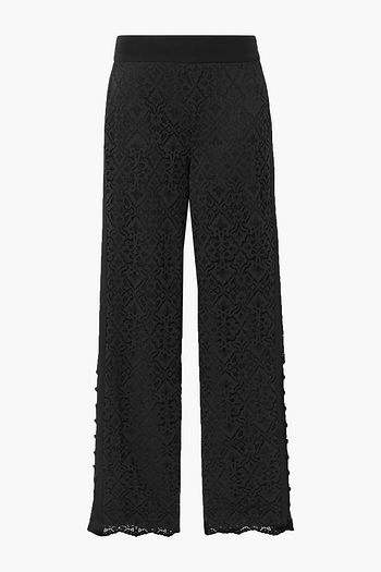 JONATHAN SIMKHAI Crepe-trimmed corded lace straight-leg pants