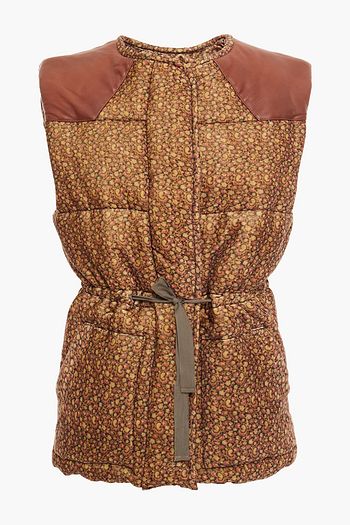 ISABEL MARANT Gary quilted printed cotton and linen-blend velvet vest