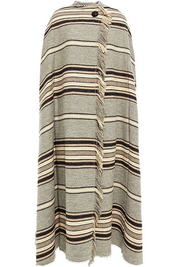 ISABEL MARANT Huan frayed striped wool-blend poncho