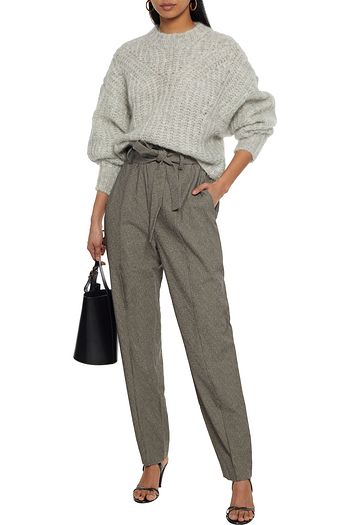 ISABEL MARANT Emilia belted woven tapered pants