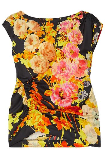 DRIES VAN NOTEN Ruched floral-print satin blouse