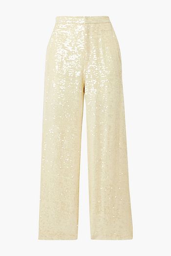 SALLY LAPOINTE Paillette-embellished georgette straight-leg pants