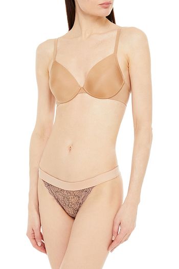 SKIN Organic Pima cotton-blend jersey and lace low-rise briefs