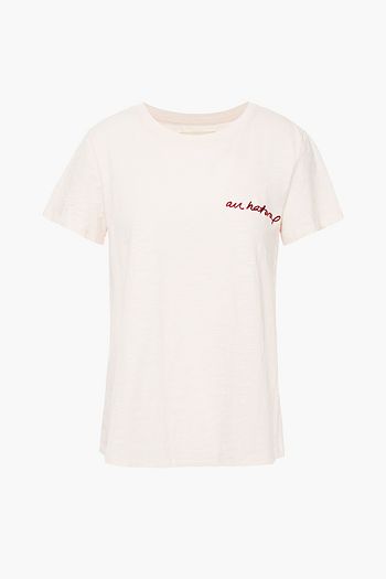 NATURAL SKIN Embroidered slub organic cotton-jersey pajama top
