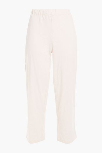 NATURAL SKIN Cropped embroidered slub organic cotton-jersey pajama pants