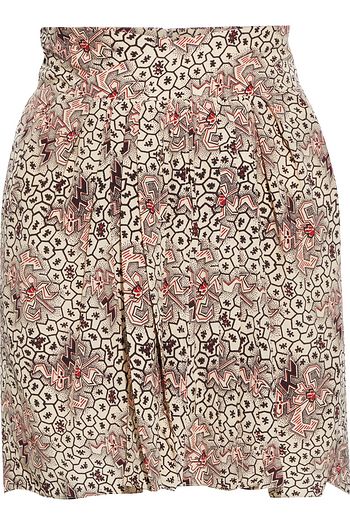 ISABEL MARANT Hamen pleated printed silk crepe de chine mini skirt