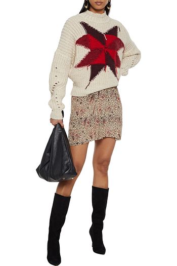 ISABEL MARANT Hamen pleated printed silk crepe de chine mini skirt