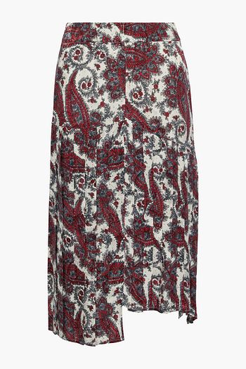 ISABEL MARANT Jinaya asymmetric printed silk-blend satin-jacquard skirt