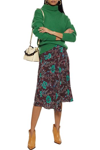 ISABEL MARANT Cacia asymmetric floral-print silk-blend crepe de chine midi skirt