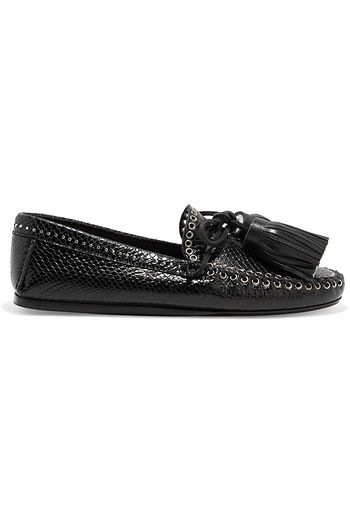 ISABEL MARANT Rocky tasseled snake-effect leather loafers
