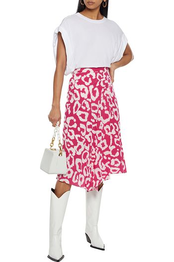ISABEL MARANT Cacia pleated printed silk-blend crepe de chine midi skirt