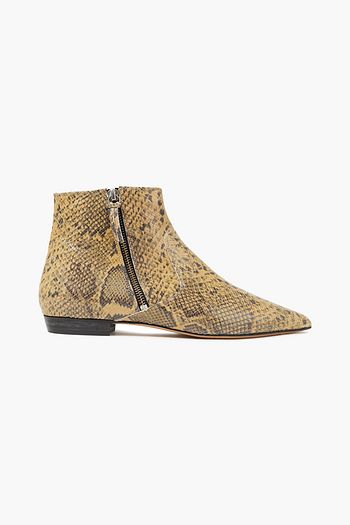 ISABEL MARANT Snake-effect leather ankle boots