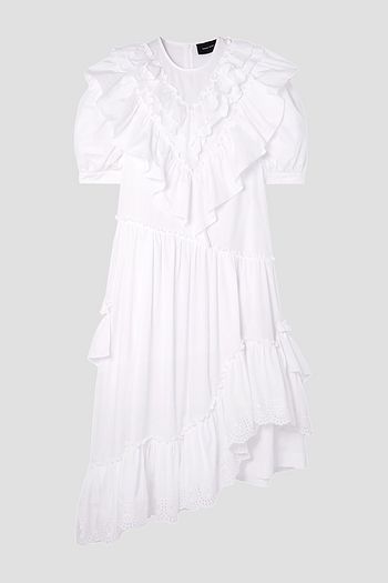 SIMONE ROCHA Bite asymmetric ruffled broderie anglaise cotton-poplin midi dress
