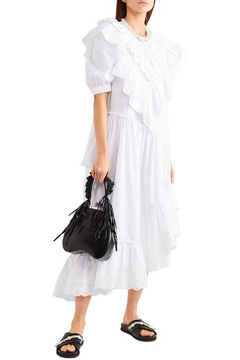 SIMONE ROCHA Bite asymmetric ruffled broderie anglaise cotton-poplin midi dress