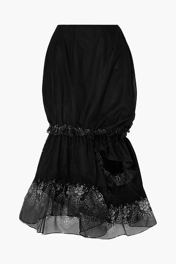 SIMONE ROCHA Ruffled printed organza-trimmed tulle skirt