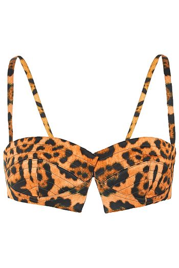 DRIES VAN NOTEN Leopard-print satin bustier top