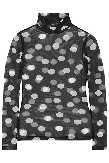 DRIES VAN NOTEN Polka-dot stretch-mesh turtleneck top