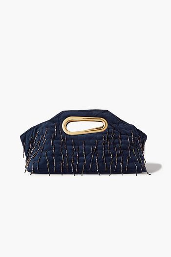 KHAORE Holder bead-embellished quilted velvet tote