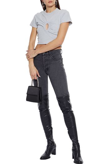 ALEXANDERWANG.T Cropped cutout cotton-jersey T-shirt
