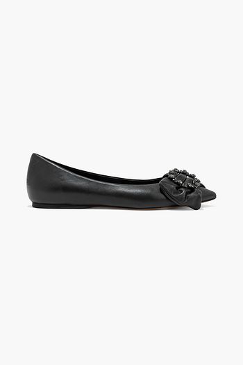 ISABEL MARANT Laagly buckle-embellished leather point-toe flats