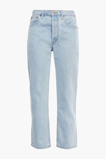 STILL HERE Tate Crop striped high-rise straight-leg jeans