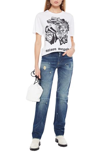 MM6 MAISON MARGIELA Hoch sitzende Jeans mit geradem Bein in Distressed-Optik